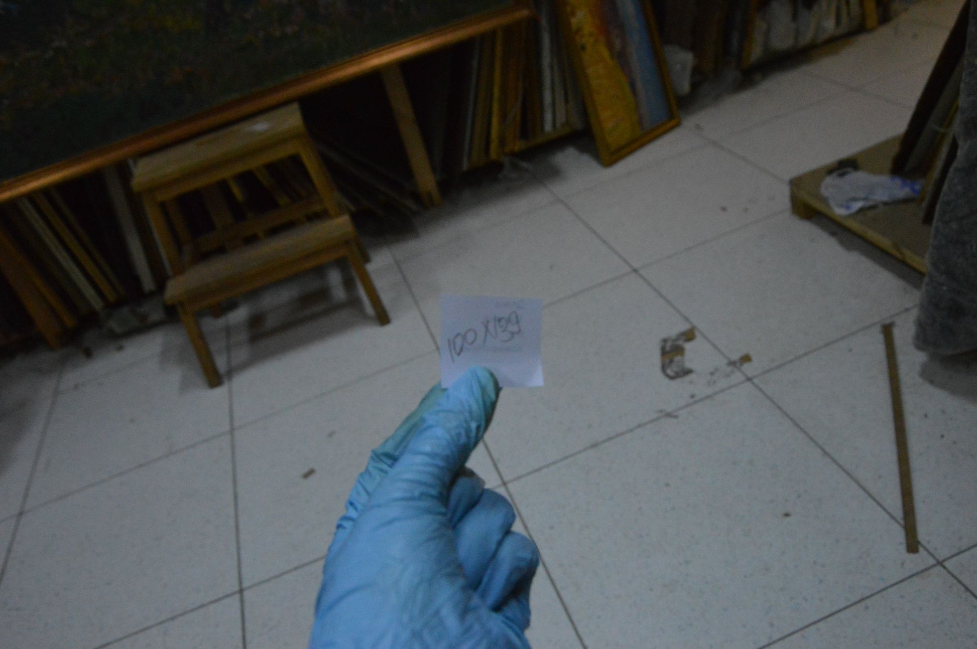 Handwritten price tag on back of Sevastyanov Victor Grigorievich oil painting