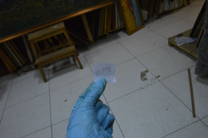 Handwritten price tag on back of Sevastyanov Victor Grigorievich oil painting