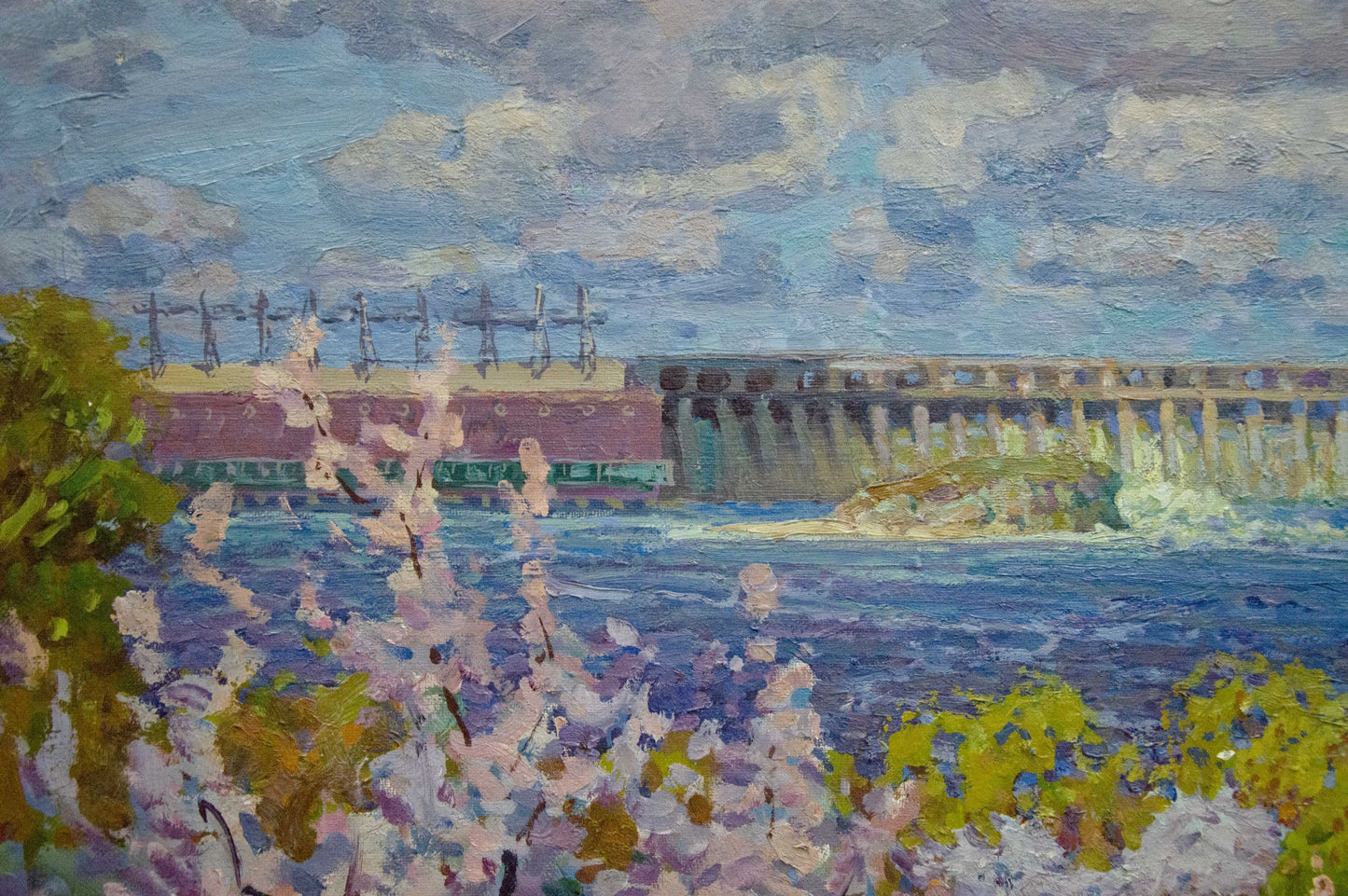 Vibrant impressionist oil painting Garden by the shore by Fomin Anatoly Nikiforovich