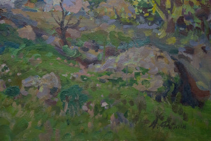 Oil painting Garden by the shore by Fomin Anatoly Nikiforovich