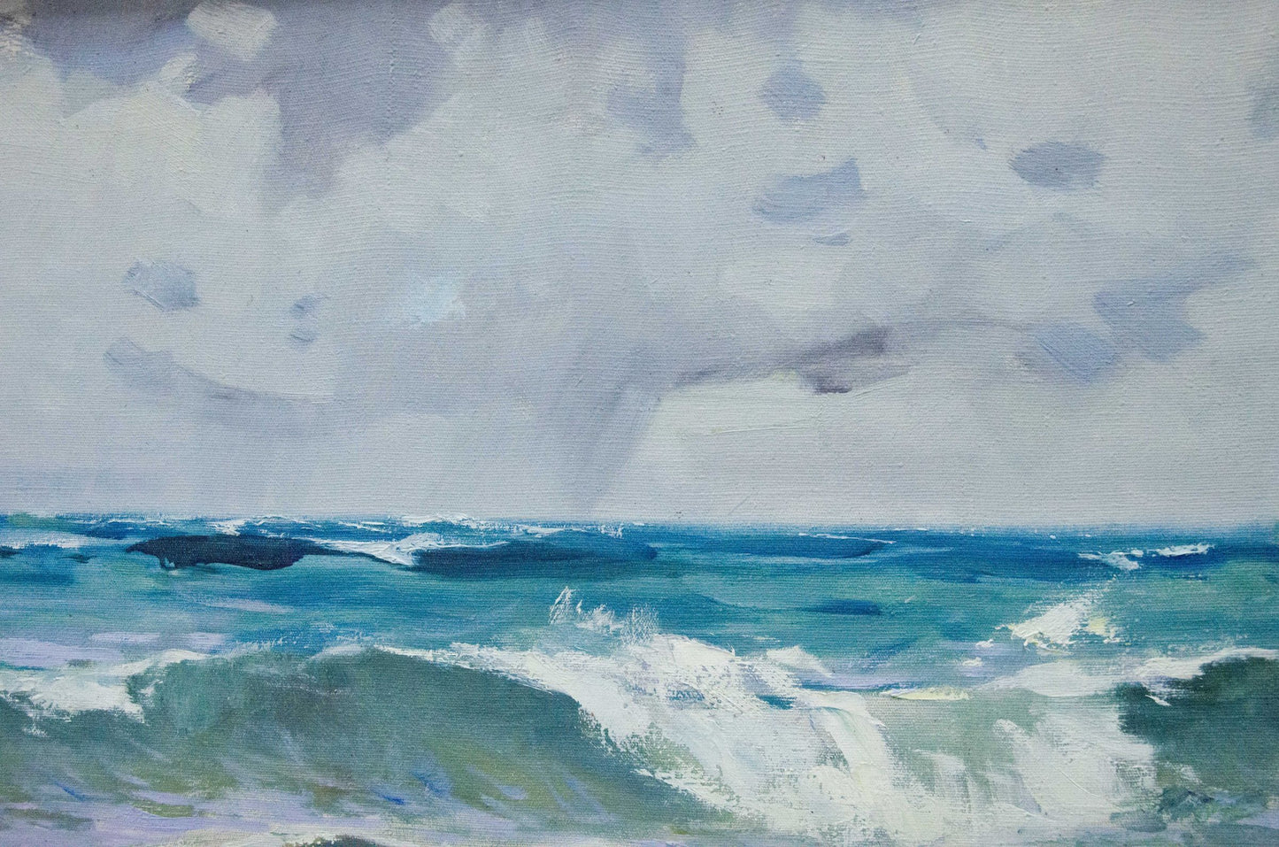 Oil painting Seascape with awakening by Petr Sulimenko, turbulent waves