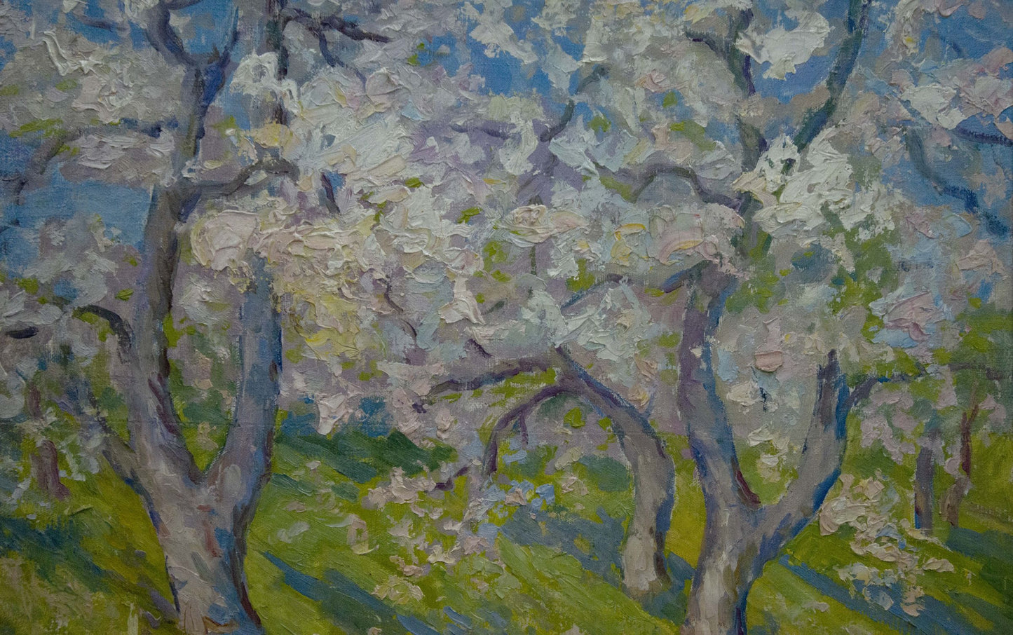 Vibrant impressionist oil painting of blooming trees by Kogan-Shats Matvey Borisovich