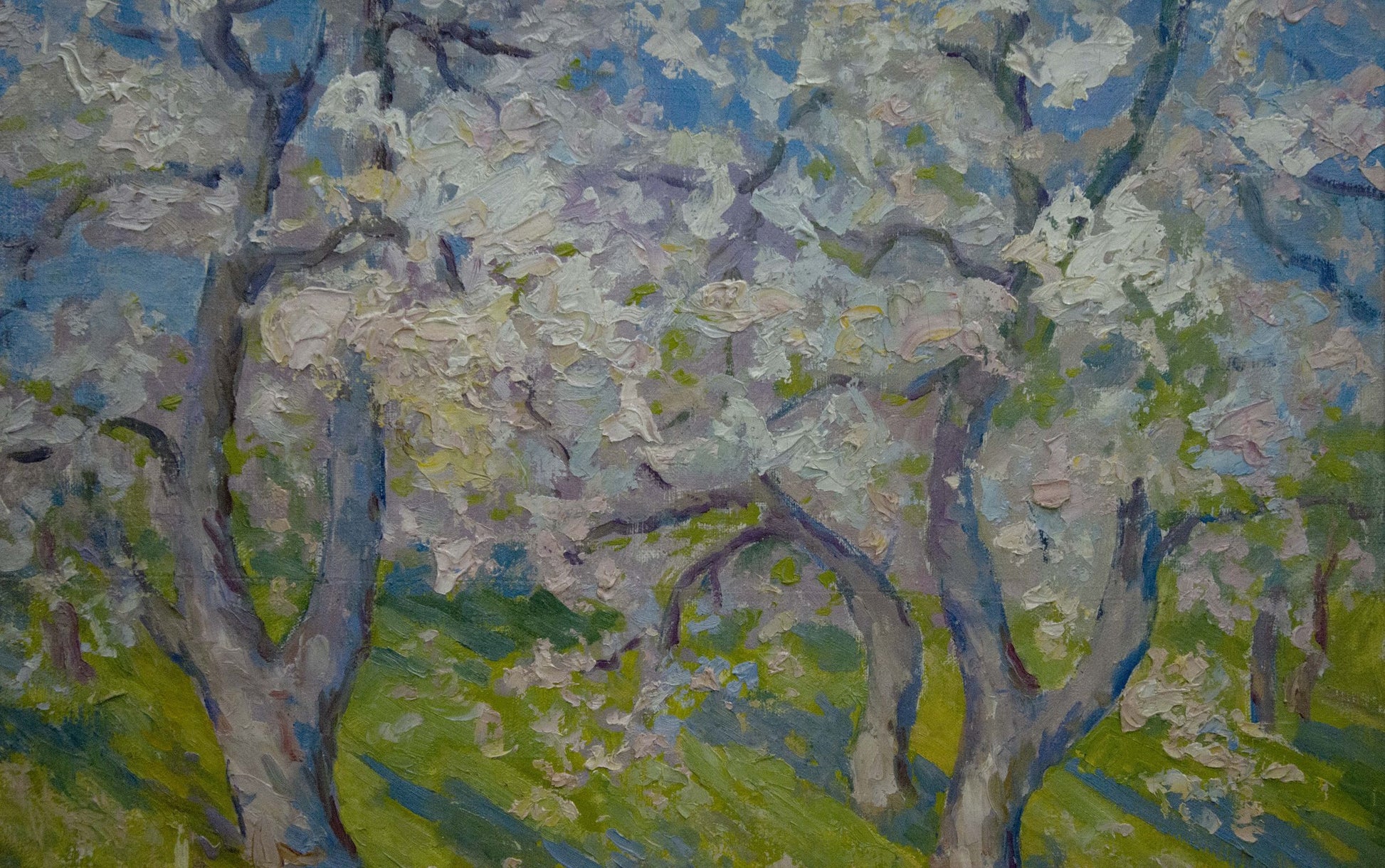 Vibrant impressionist oil painting of blooming trees by Kogan-Shats Matvey Borisovich