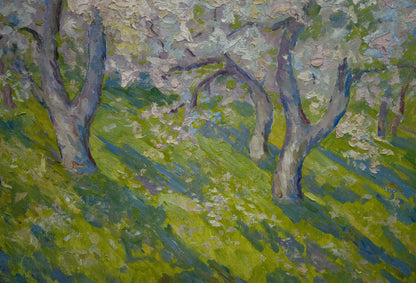 Oil painting of blooming trees by Kogan-Shats Matvey Borisovich