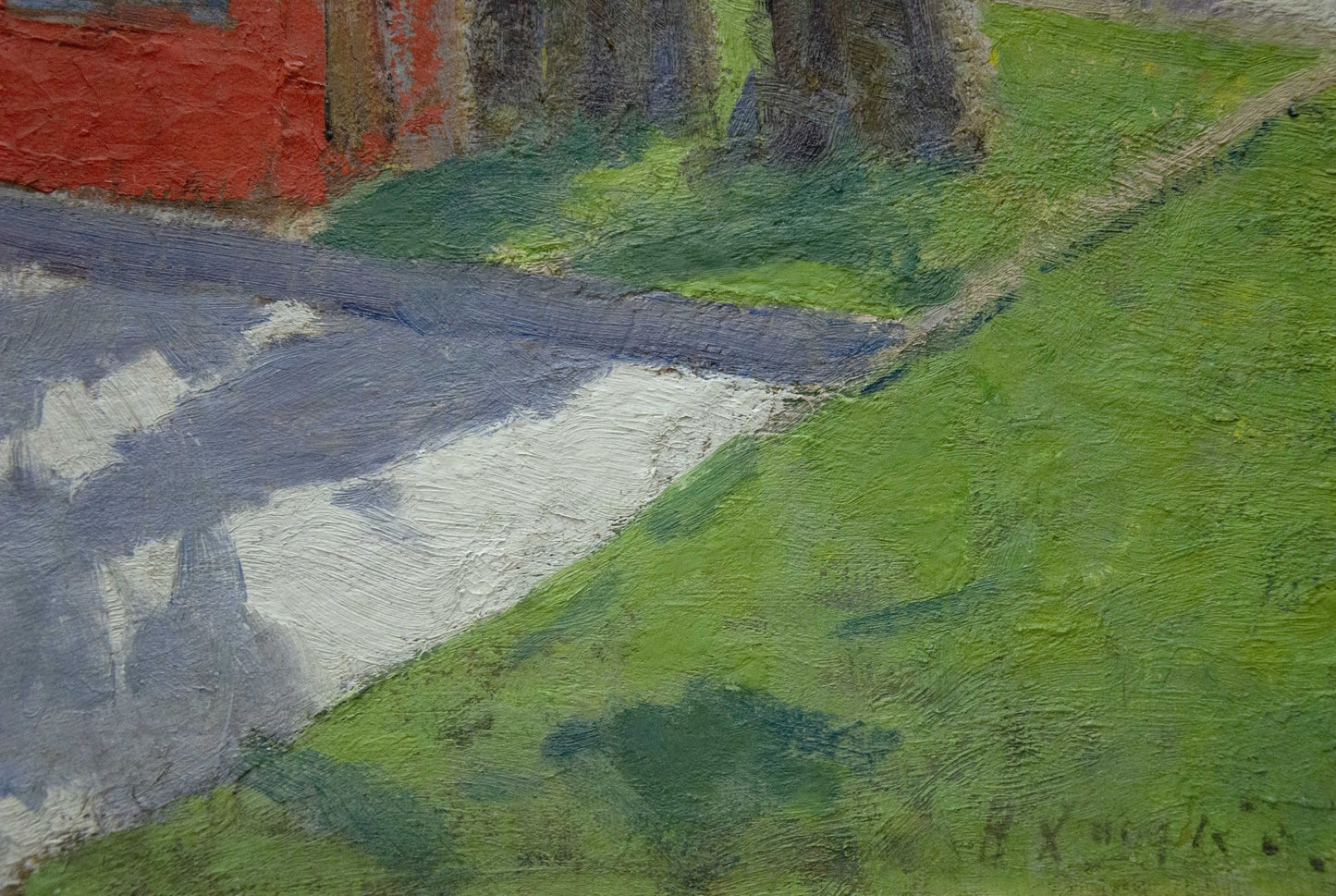Oil painting of park near shore by Khomko Vasily Efremovich