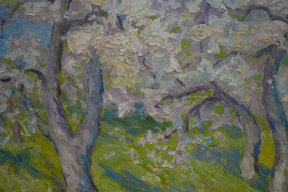 Textured oil painting of blooming trees by Kogan-Shats Matvey Borisovich