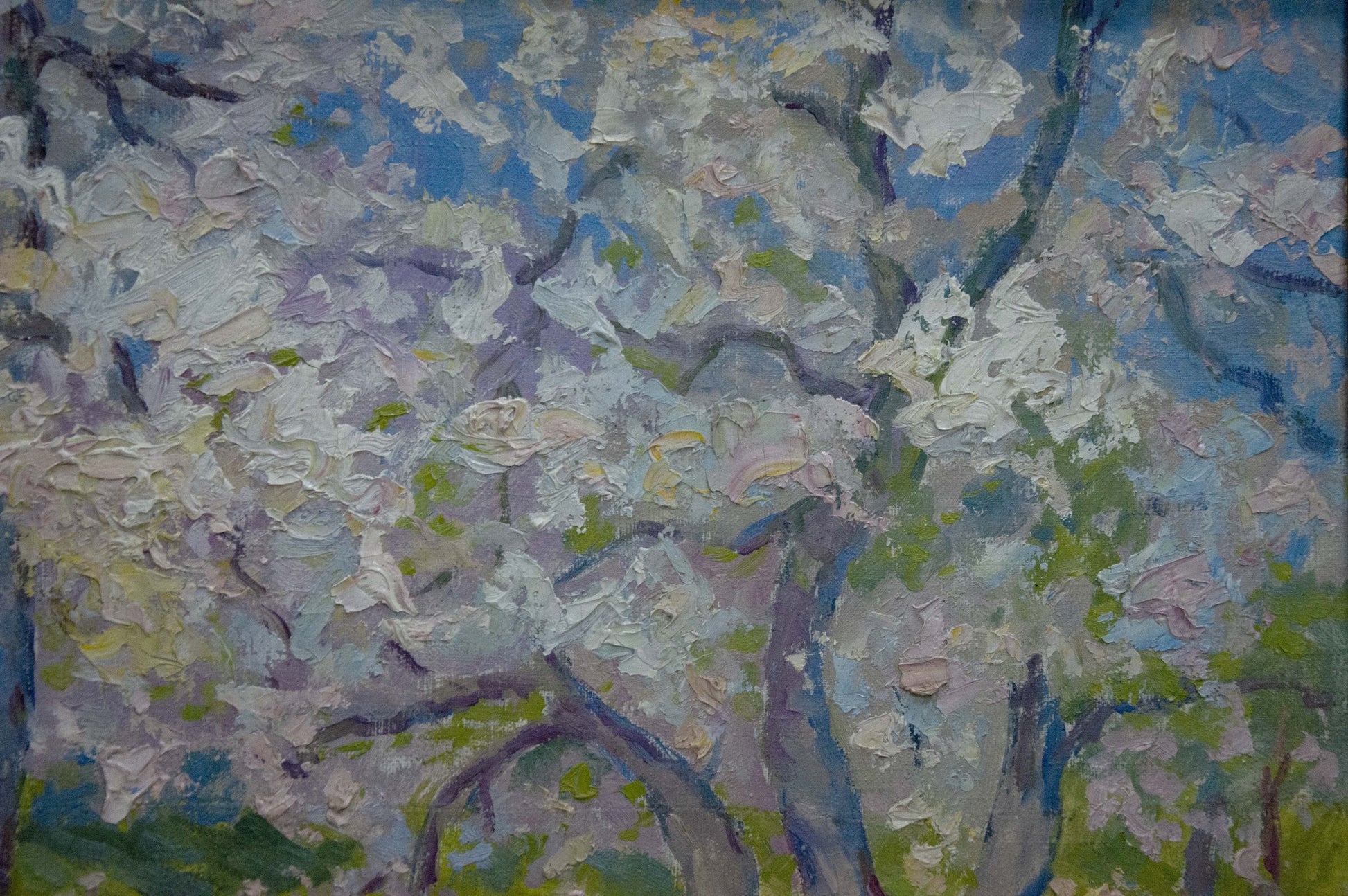 Textured oil painting of blooming tree by Kogan-Shats Matvey Borisovich
