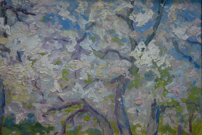 Textured oil painting of blooming tree by Kogan-Shats Matvey Borisovich