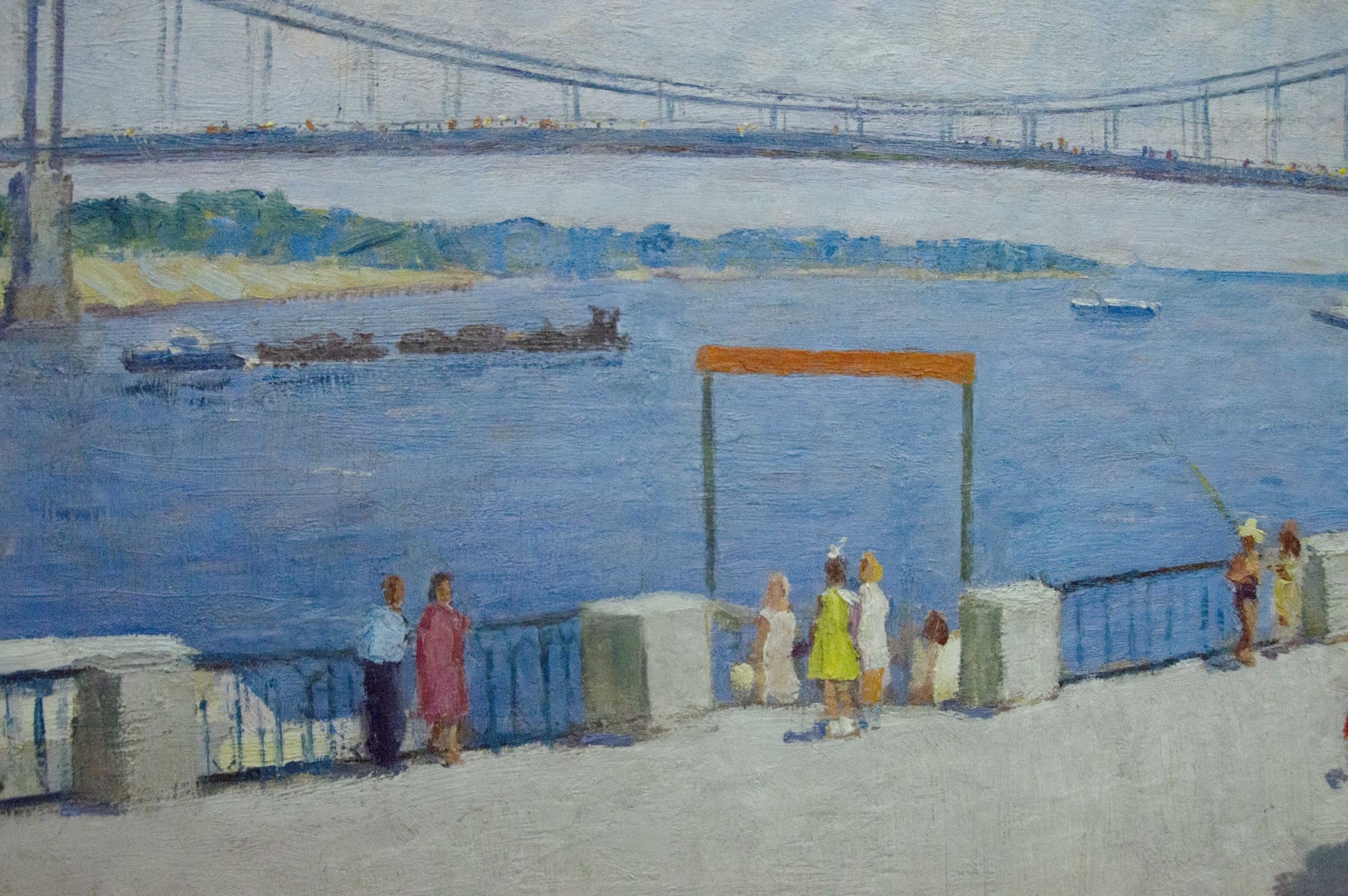 Oil painting of park near shore by Khomko Vasily Efremovich
