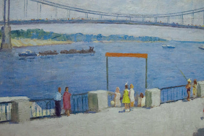 Oil painting of park near shore by Khomko Vasily Efremovich