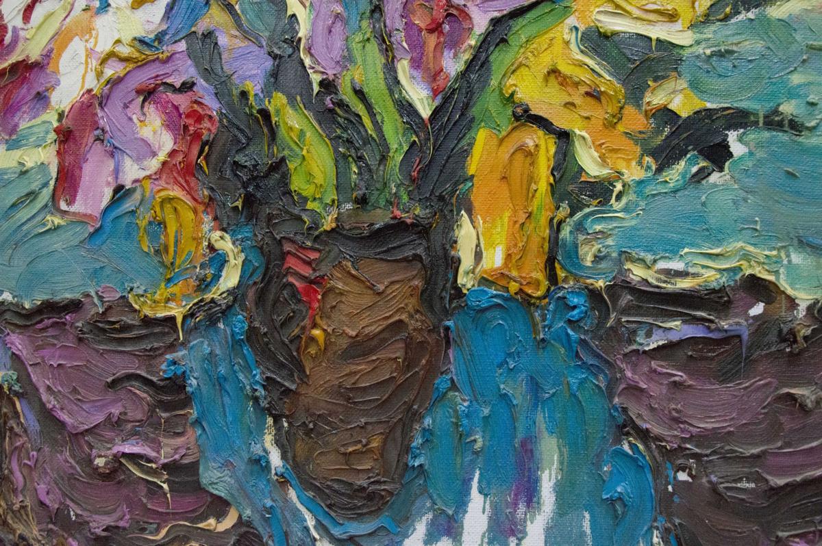 Oil painting Morning flowers by Sergey Dupliy with textured vase