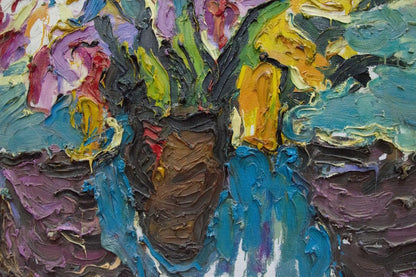 Oil painting Morning flowers by Sergey Dupliy with textured vase