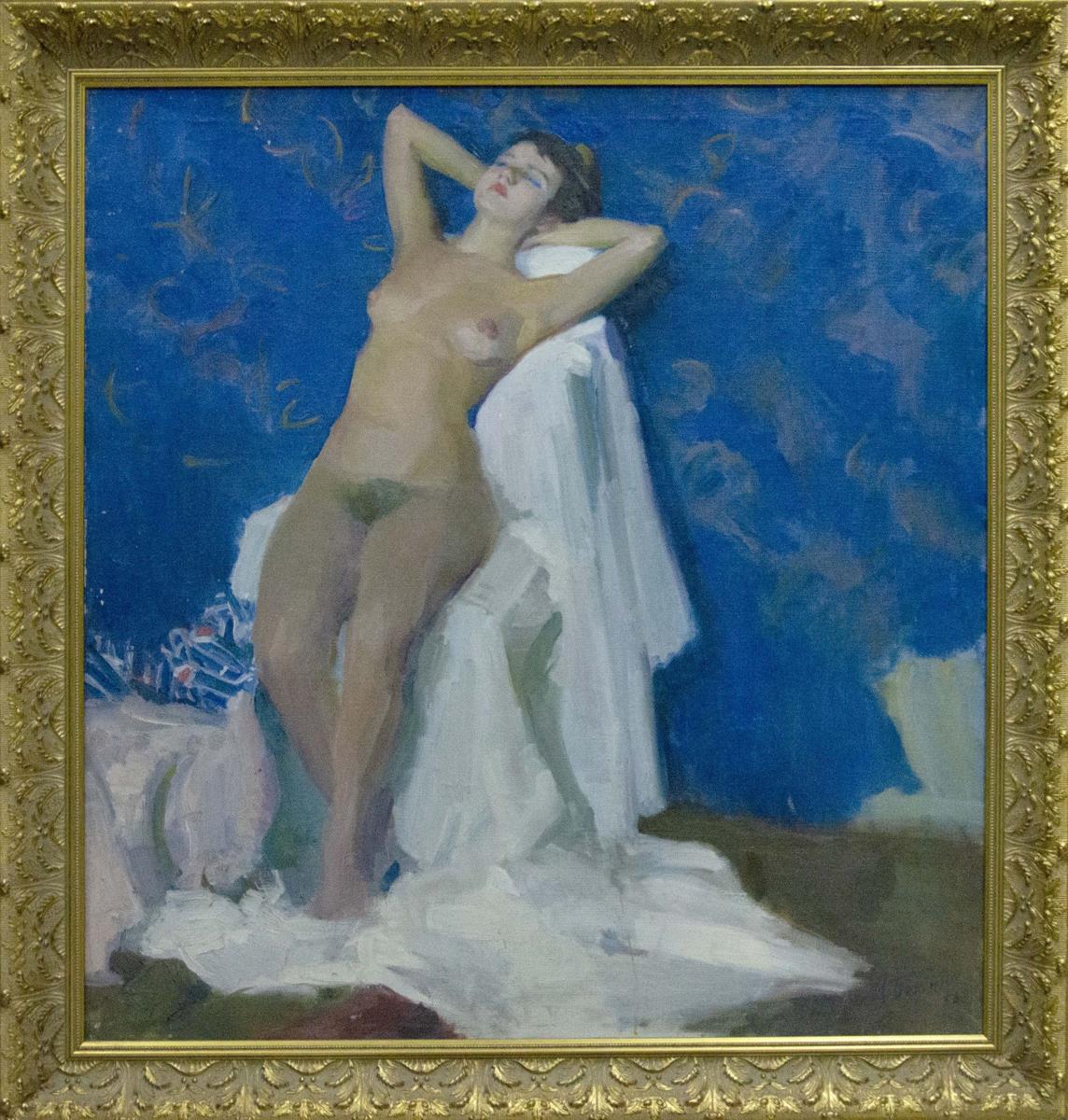 Figure woman reclining oil portrait by Bozhiy Mikhail Mikhailovich