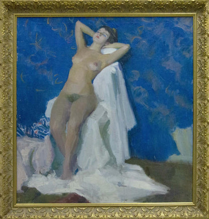 Figure woman reclining oil portrait by Bozhiy Mikhail Mikhailovich