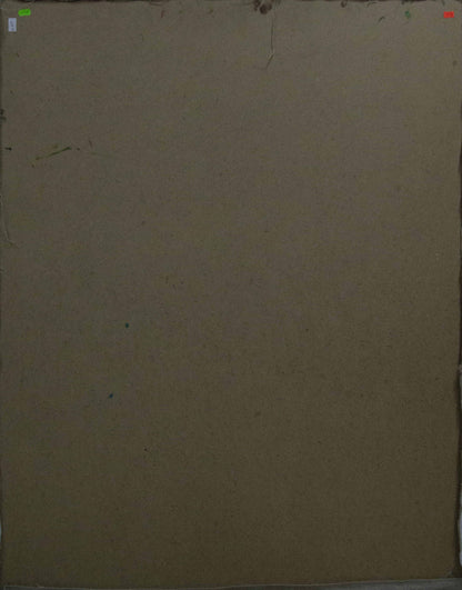 Back of Oil painting Morning flowers by Sergey Dupliy on beige cardboard