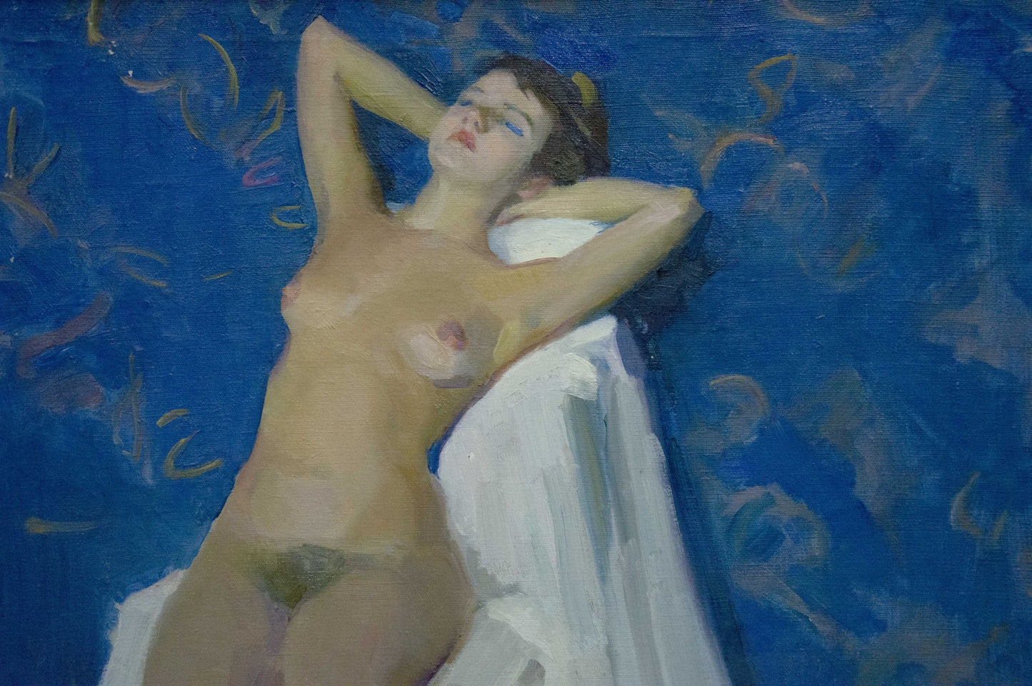 Oil painting portrait of female figure reclining by Bozhiy Mikhail Mikhailovich
