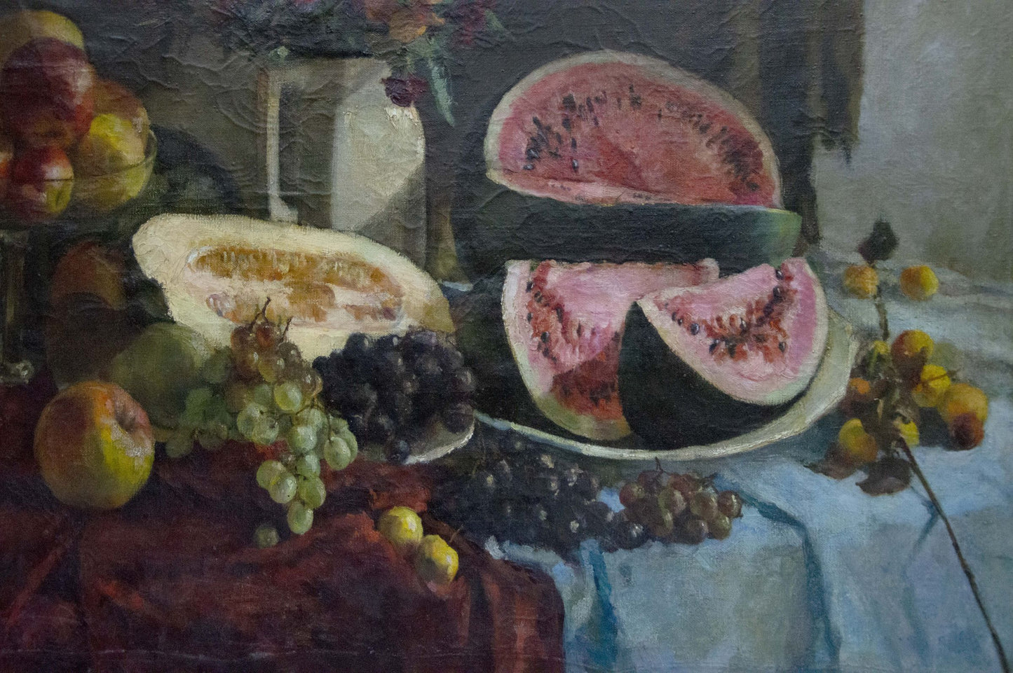Oil painting of sliced watermelon by Sokolova Zinaida Ivanovna