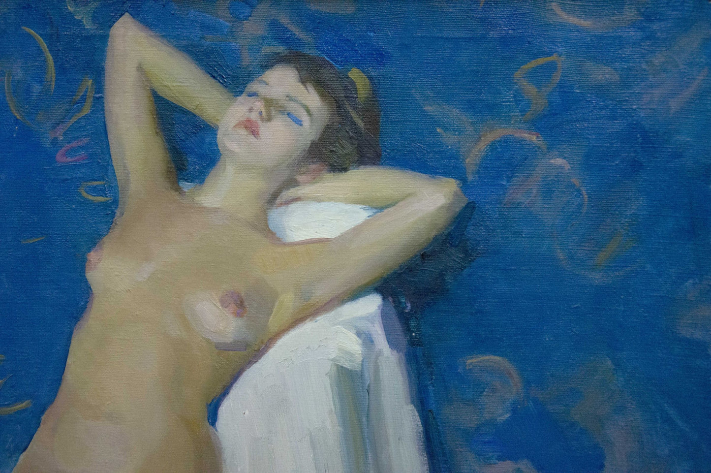 Figure woman reclining oil portrait by Bozhiy Mikhail Mikhailovich