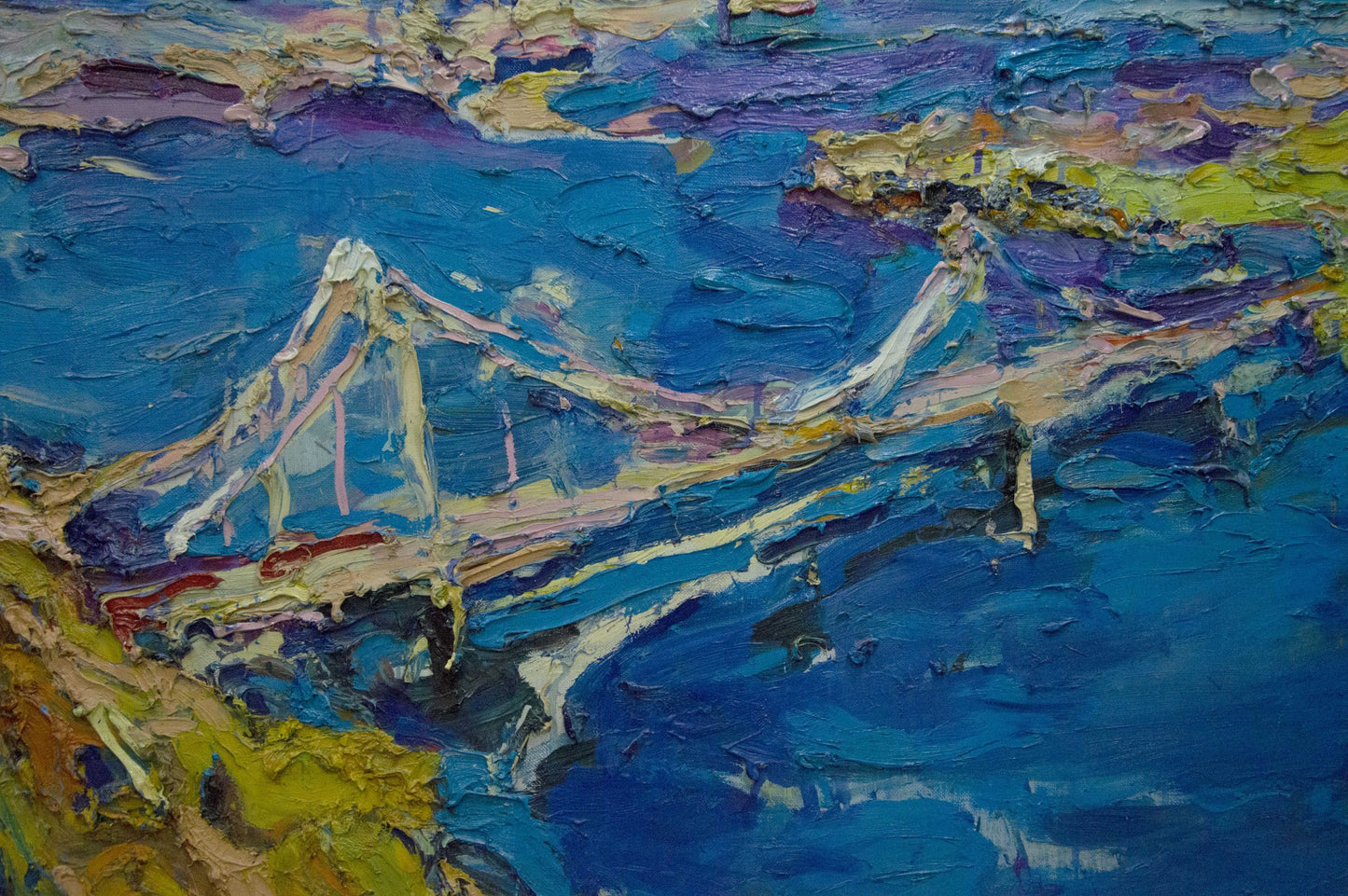 Vibrant impressionist oil painting of Dupliy bridge landscape by Sergey Alexandrovich