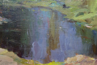 Oil painting by Maltsev Nikolay Alexandrovich of tranquil pond landscape