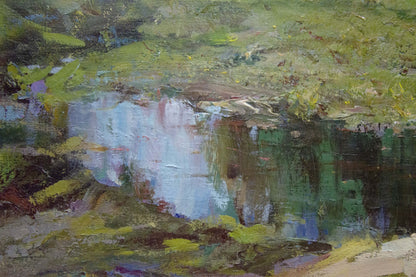 Oil painting landscape by Maltsev Nikolay Alexandrovich serene stream