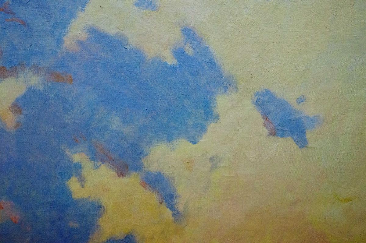 Oil painting Landscape Dumenko Sergey Danilovich with swirling blue yellow clouds