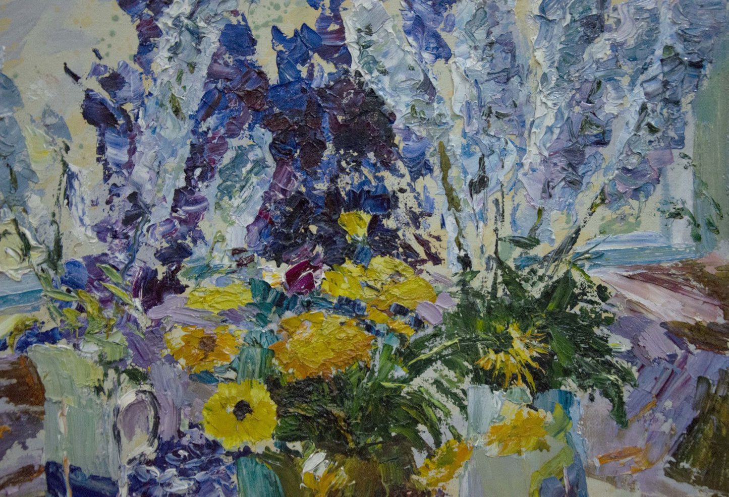 Vibrant impressionist oil painting Flowers in the room by Sergey Shapovalov
