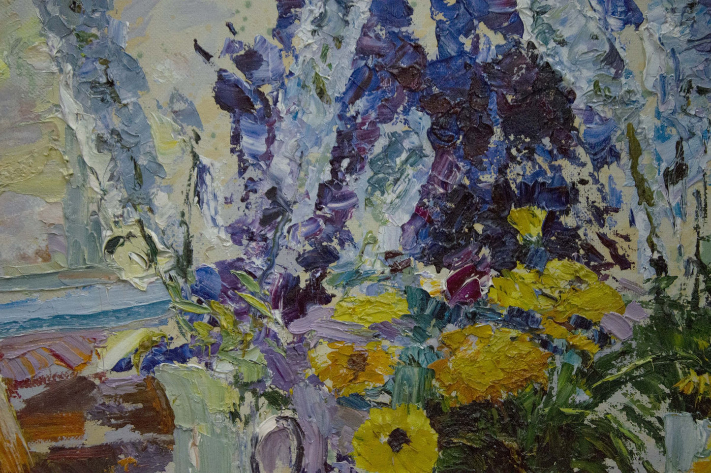Vibrant impressionist oil painting Flowers in the room by Sergey Shapovalov