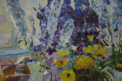 Vibrant impressionist oil painting Flowers in the room by Sergey Shapovalov