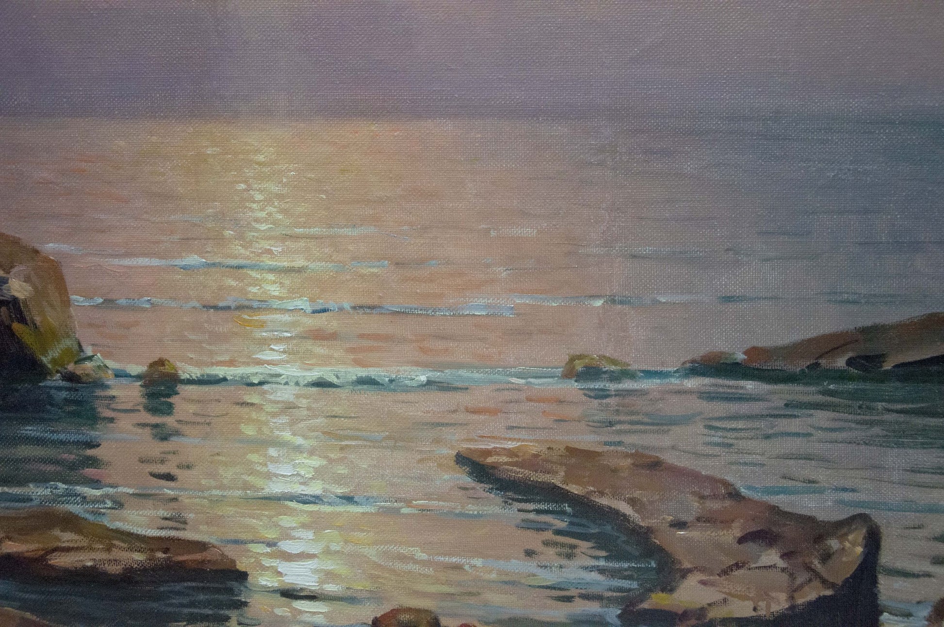 Oil painting Sunset at Sea by Sevets Victor Stepanovich serene coast