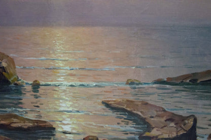 Oil painting Sunset at Sea by Sevets Victor Stepanovich serene coast