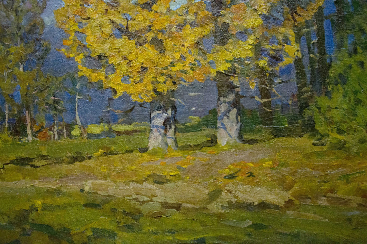 Vibrant impressionist oil painting of birch park by Khodchenko Lev Pavlovich