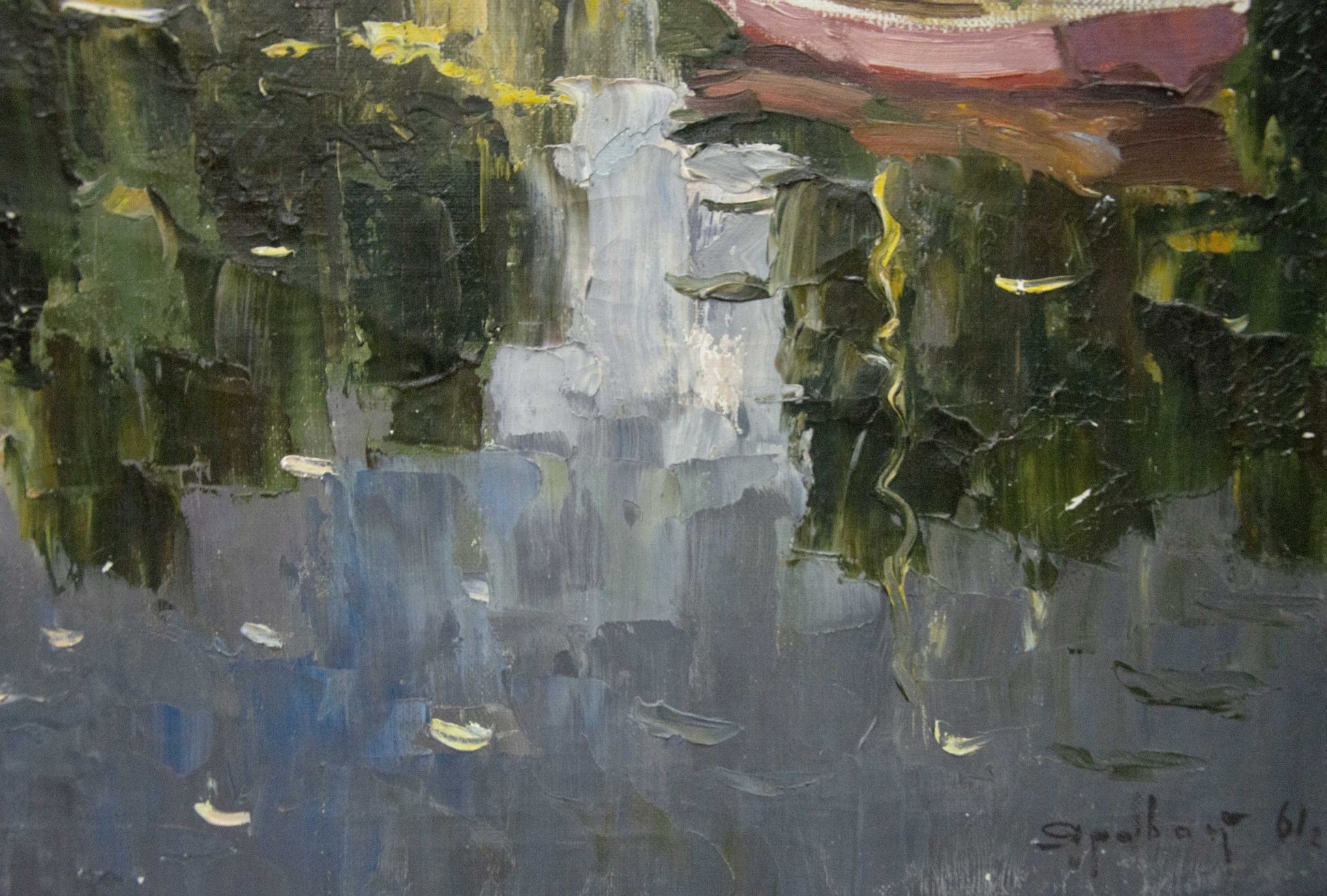 Impressionistic oil painting of boats near shore by Yarovoy Stepan Kalinovich