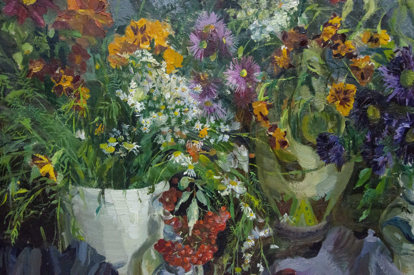 Vibrant impressionistic oil painting of lush florals and apples by Ivchenko Anatoly Avramovich