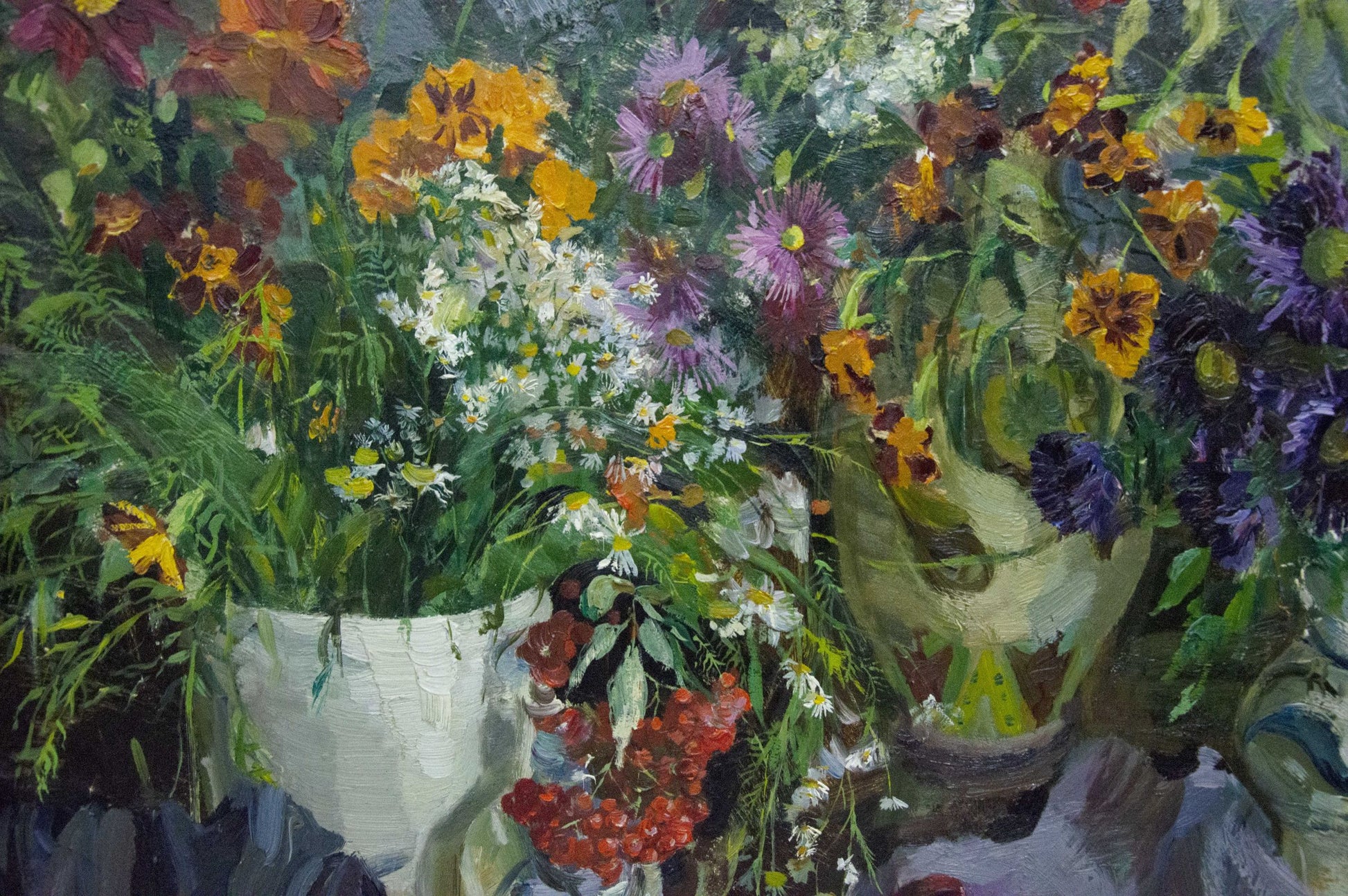 Vibrant impressionistic oil painting of lush florals and apples by Ivchenko Anatoly Avramovich