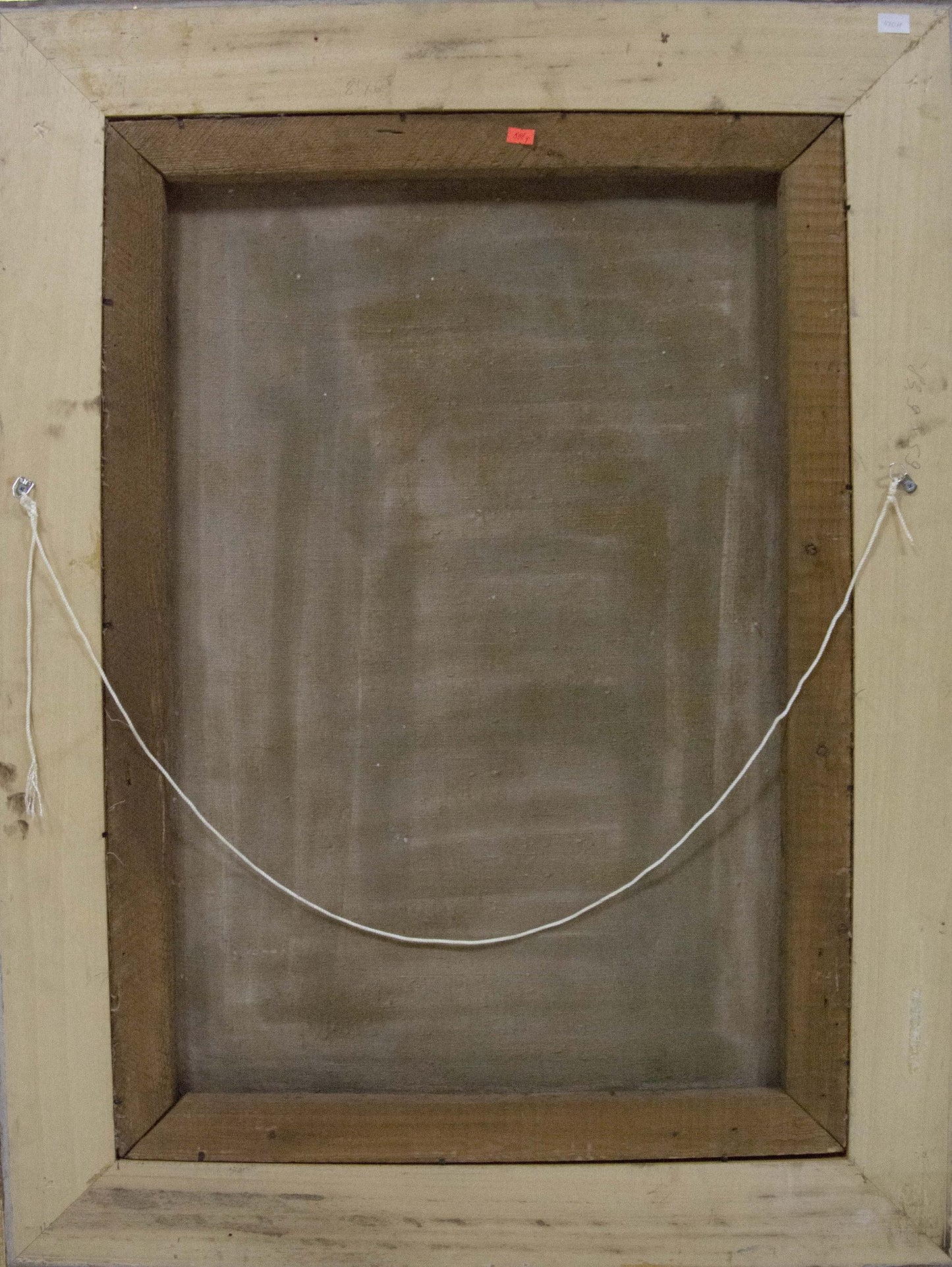 Back of Oil painting Portrait of a girl by Kotska Andrey Andreevich in weathered wooden frame