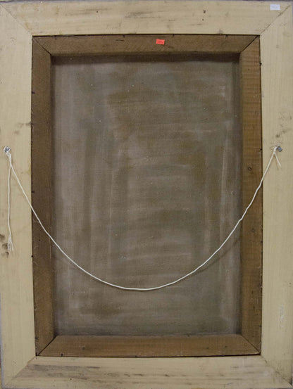 Back of Oil painting Portrait of a girl by Kotska Andrey Andreevich in weathered wooden frame