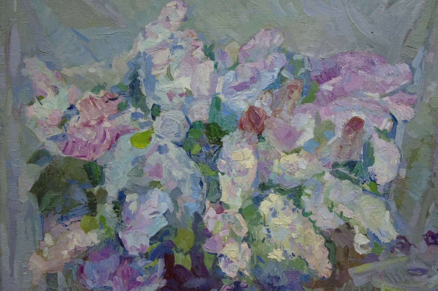 Vibrant impressionist oil painting of lush florals by Buzok Dovgalevskaya Vera Veniaminovna