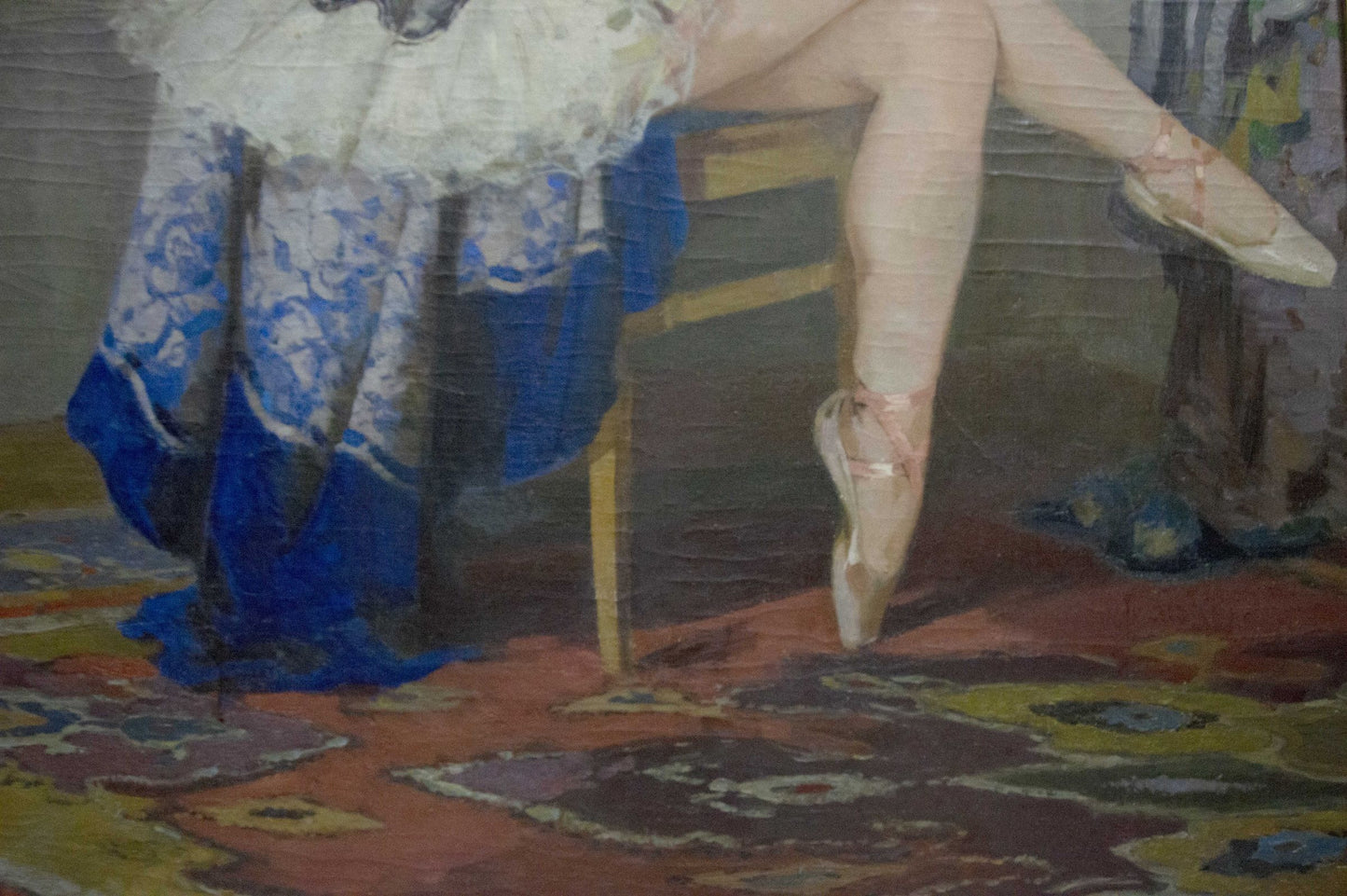 Delicate pale pink ballet slipper in Plamenitsky portrait oil painting