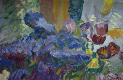 Vibrant impressionist oil painting Flowers by the window by Tkachenko Andrey Zinovievich