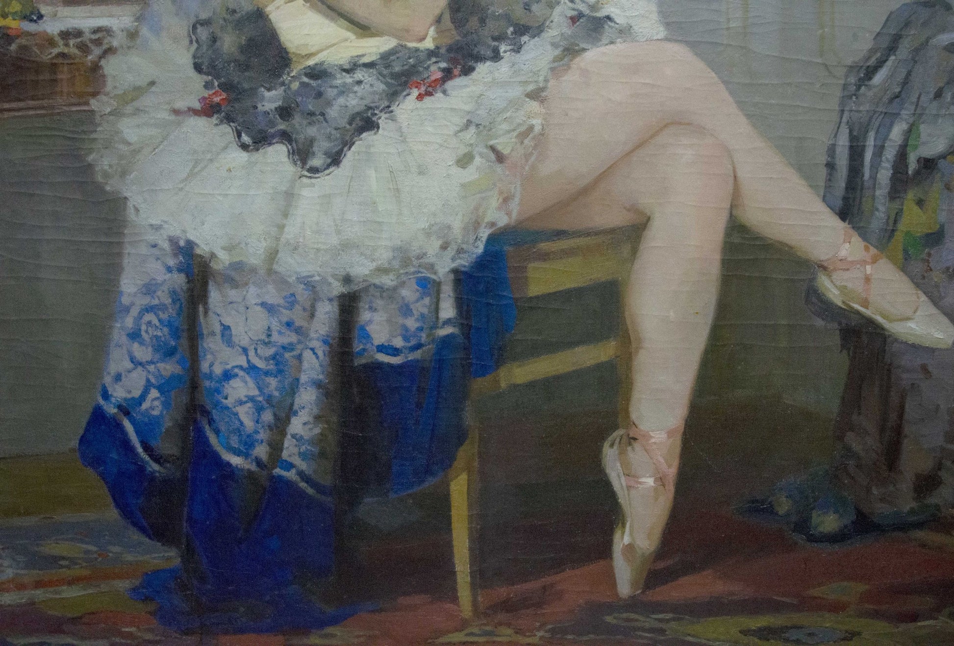 Oil painting portrait by Plamenitsky Anatoly Alexandrovich of ballet dancer in white ruffled tutu