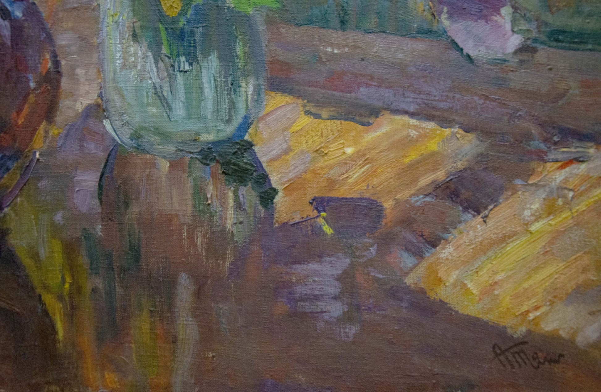 Oil painting Flowers by the window by Tkachenko Andrey Zinovievich with painted glass vase