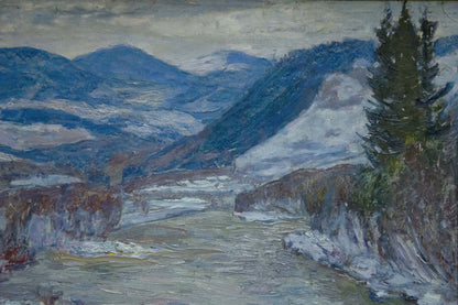 Oil painting Winter landscape by Kontratovich Ernest Rudolfovich