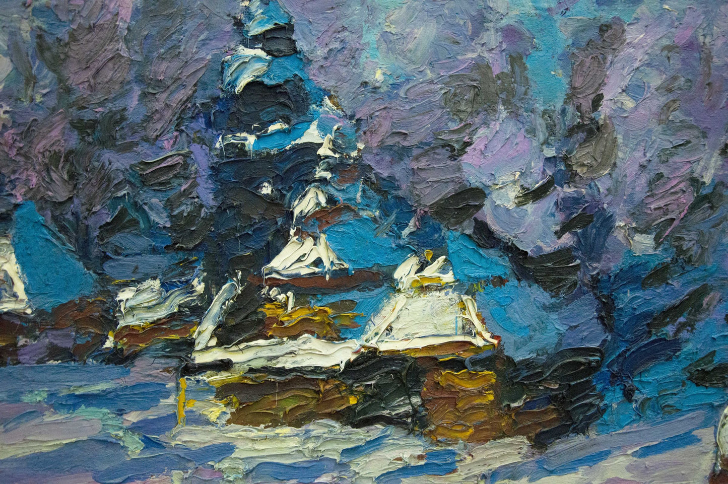 Textured impressionist oil painting Winter Dupliy by Sergey Alexandrovich