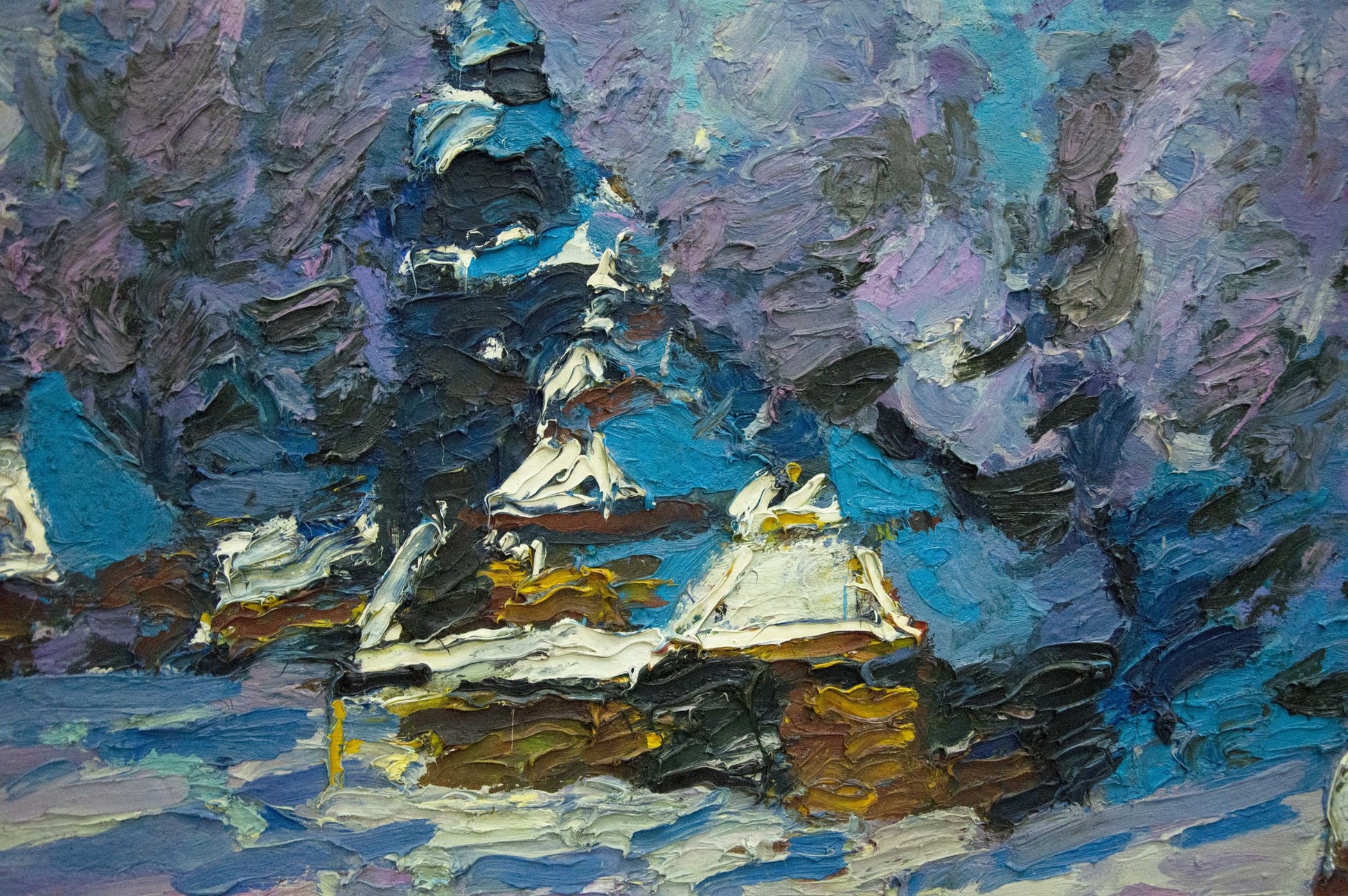 Textured impressionist oil painting Winter Dupliy by Sergey Alexandrovich