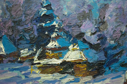 Textured impressionist oil painting Winter Dupliy by Sergey Alexandrovich