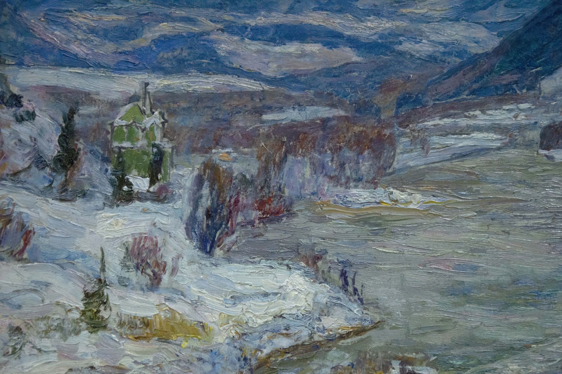 Oil painting Winter landscape by Kontratovich Ernest Rudolfovich snowy scene