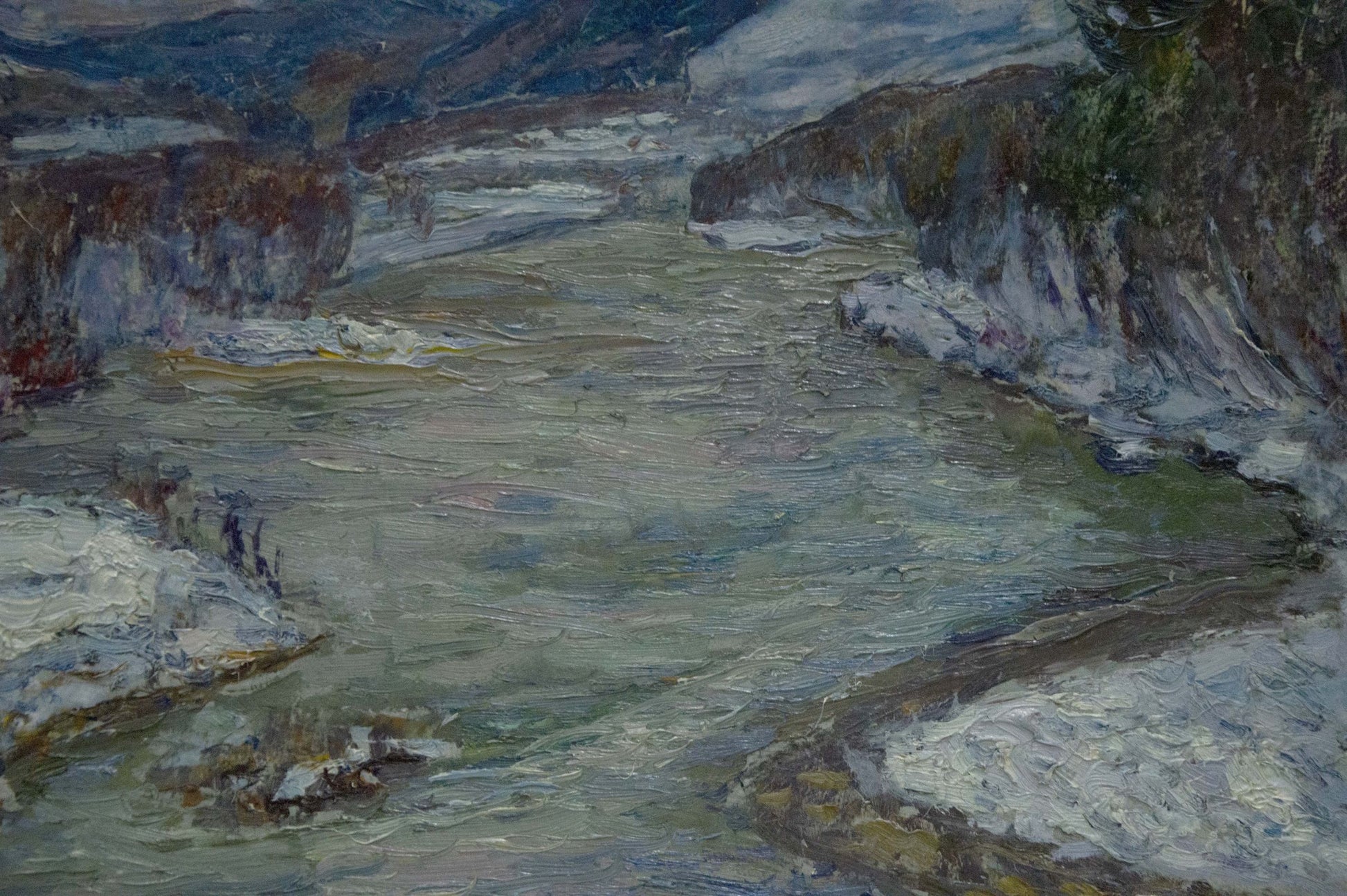 Oil painting of winter landscape river by Kontratovich Ernest Rudolfovich