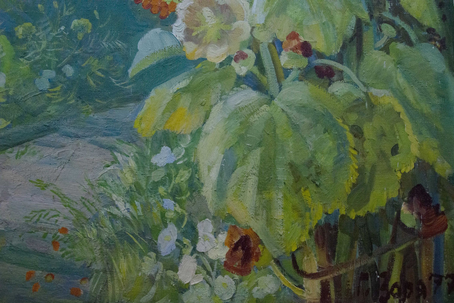 Oil painting Rowan Zorya by Galina Denisovna with lush foliage and blossoms