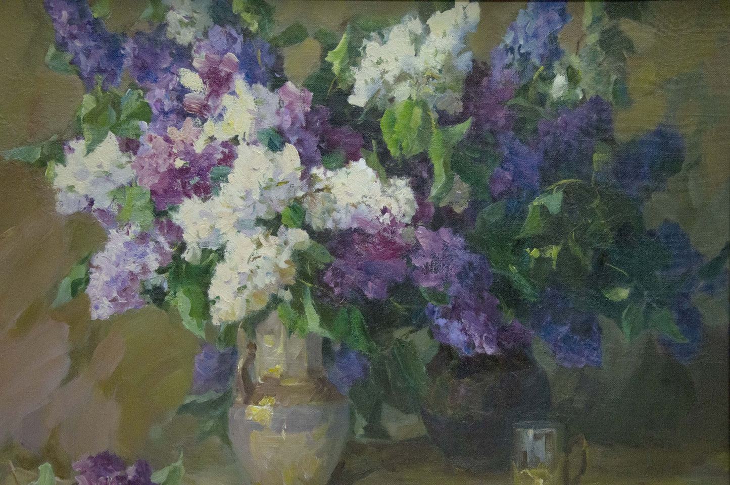 Oil painting of lilacs in vase by Chulko Nikolay Fedorovich